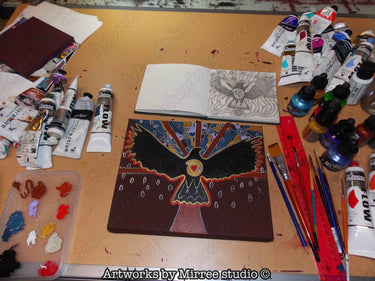 Magpie Dreaming Contempoary Aboriginal Art Original Painting by Mirree